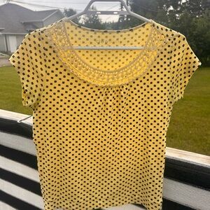 (6/$30) Cleo Petite - Extra Soft! Yellow Polka Dot Women's Top